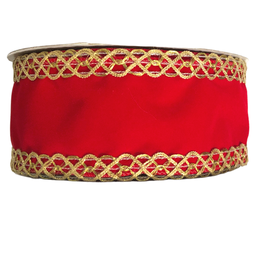 [RN562279] Ruban - Velours rouge, bordé d'or