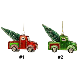 Ornement : Camion vintage avec sapin