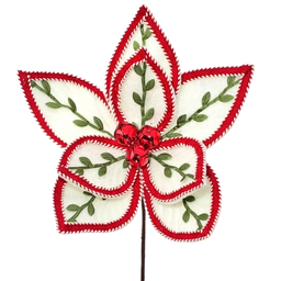 [MTX64538] Branche décorative: Poinsettia avec grelot