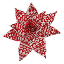 [xm-ha2763] Branche décorative: Poinsettia en tricot sur pince