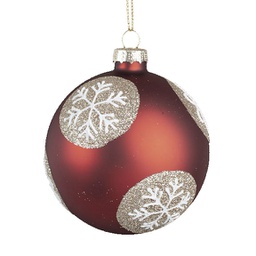[XM-BG2182] Ornement: Boule de Noël rouge avec flocons