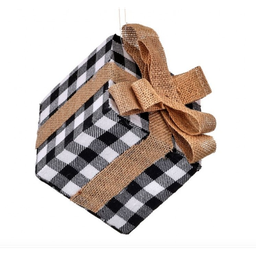[MTX64452] Ornement: Cadeau à carreaux noirs et blancs