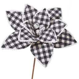 Branche décorative - Poinsettia à carreaux noirs et blancs