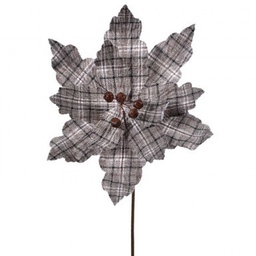 [MTX62082] Branche décorative - Poinsettia à carreaux bruns
