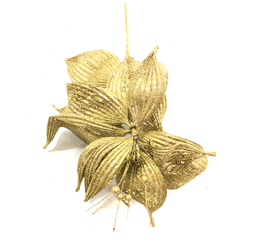 Branche décorative - Poinsettia feuilles dorées