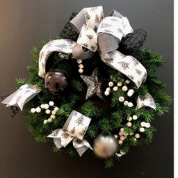 Confection: Couronne de noël bonhomme noir et argent