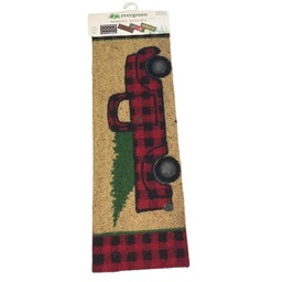 [2RMS802] Tapis décoratif de noël en fibre naturel camion antique rouge