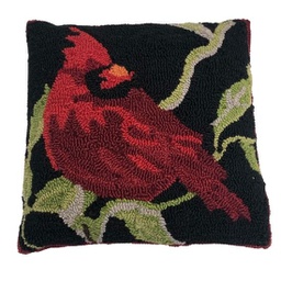 [4P4904] Coussin noir avec cardinal rouge